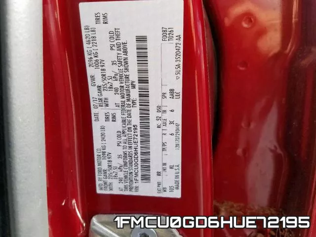 1FMCU0GD6HUE72195 фото 2
