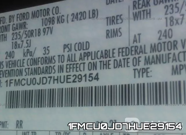 1FMCU0JD7HUE29154 фото 10