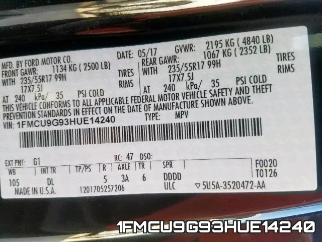 1FMCU9G93HUE14240 фото 2