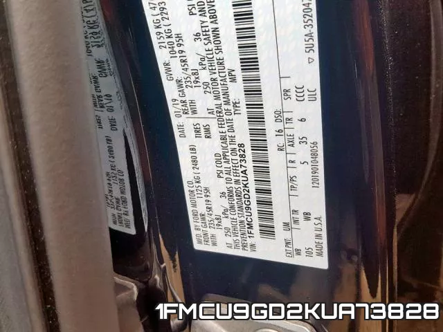 1FMCU9GD2KUA73828 фото 2