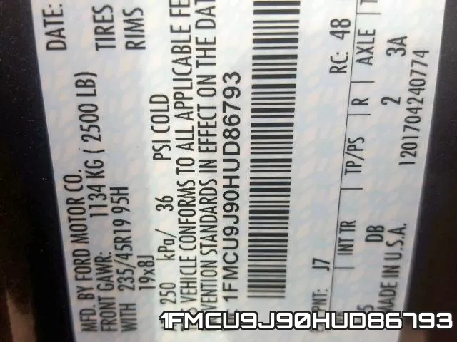 1FMCU9J90HUD86793 фото 2