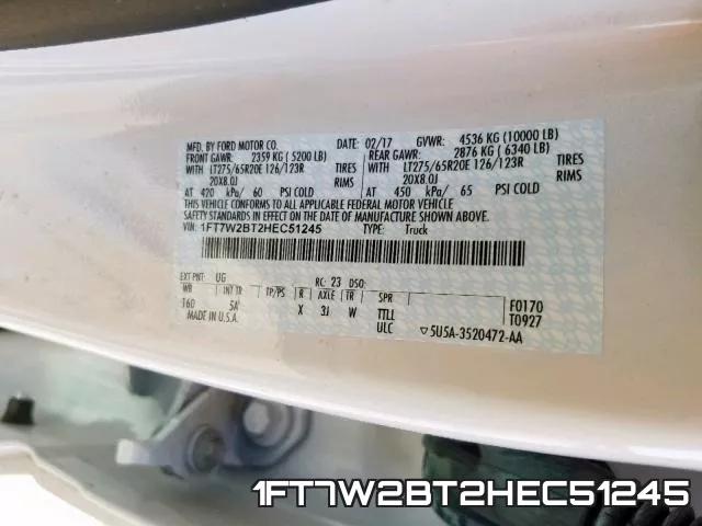 1FT7W2BT2HEC51245 фото 2