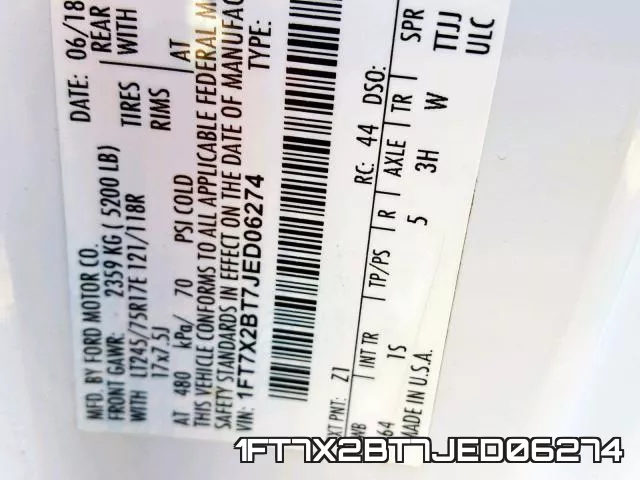 1FT7X2BT7JED06274 фото 2