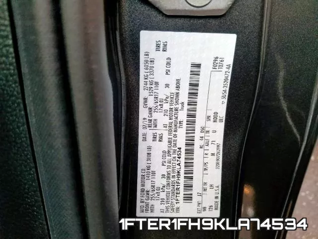 1FTER1FH9KLA74534 фото 2