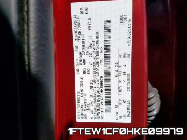 1FTEW1CF0HKE09979 фото 2