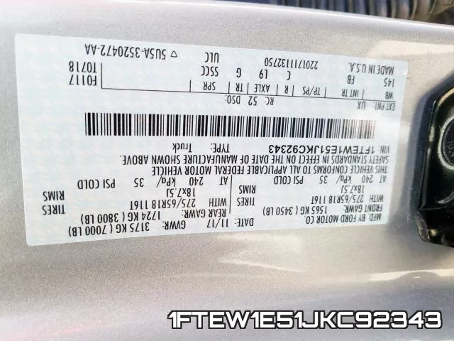 1FTEW1E51JKC92343 фото 2
