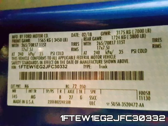1FTEW1EG2JFC30332 фото 2