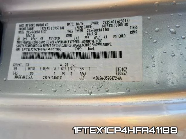 1FTEX1CP4HFA41188 фото 2