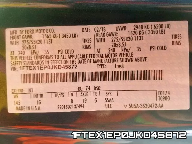 1FTEX1EP0JKD45872 фото 2