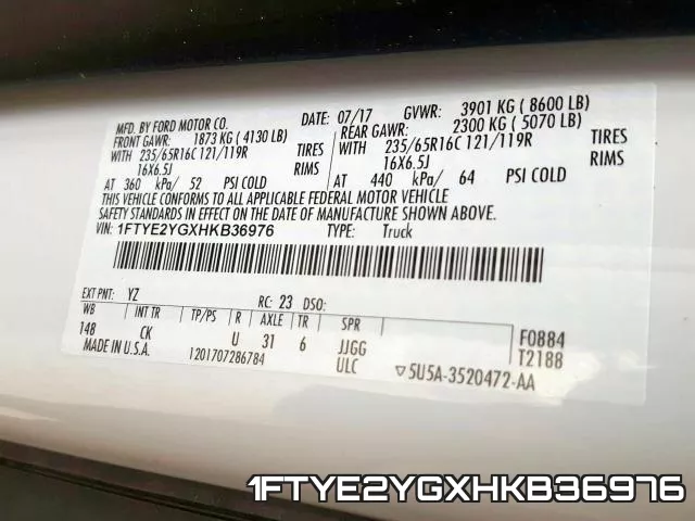 1FTYE2YGXHKB36976 фото 2