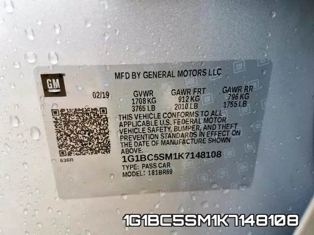 1G1BC5SM1K7148108 фото 2