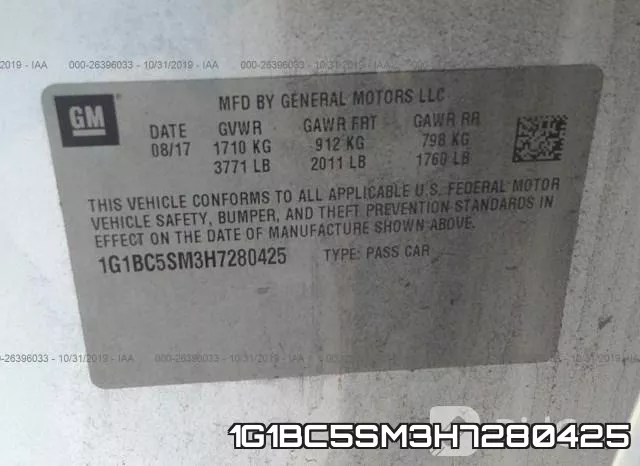 1G1BC5SM3H7280425 фото 10