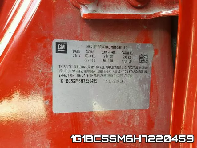 1G1BC5SM6H7220459 фото 2