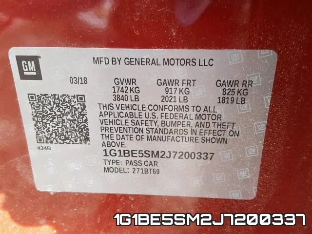 1G1BE5SM2J7200337 фото 2