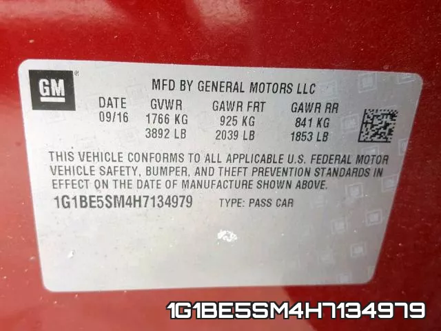 1G1BE5SM4H7134979 фото 2