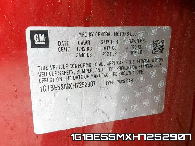1G1BE5SMXH7252907 фото 2