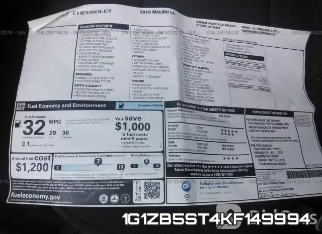 1G1ZB5ST4KF149994 фото 7