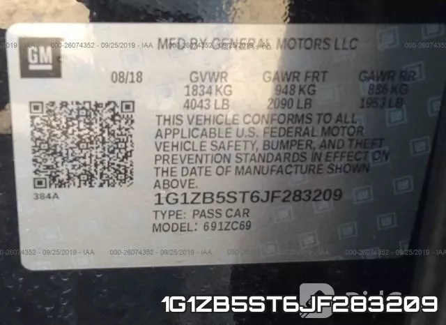 1G1ZB5ST6JF283209 фото 9