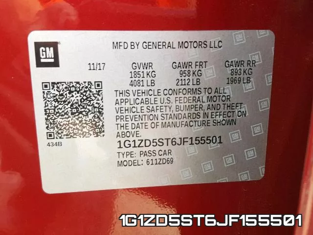 1G1ZD5ST6JF155501 фото 2