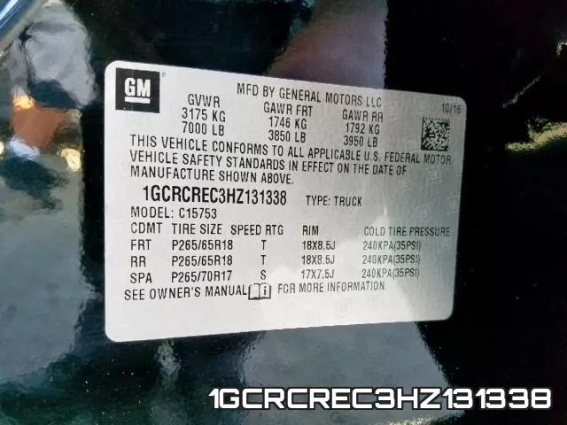 1GCRCREC3HZ131338 фото 2