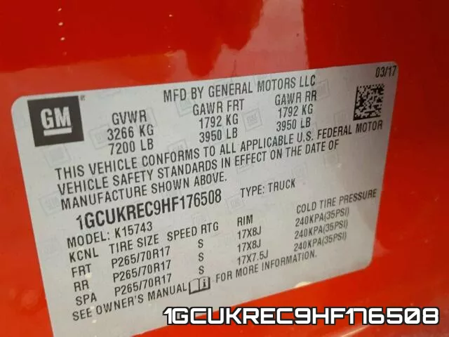 1GCUKREC9HF176508 фото 2
