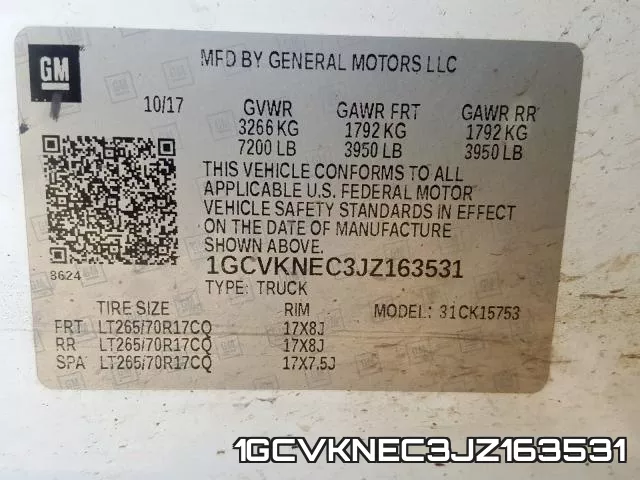 1GCVKNEC3JZ163531 фото 2