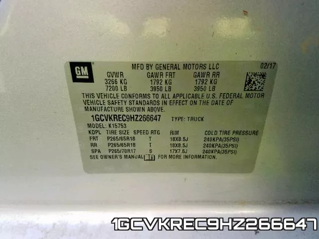 1GCVKREC9HZ266647 фото 2