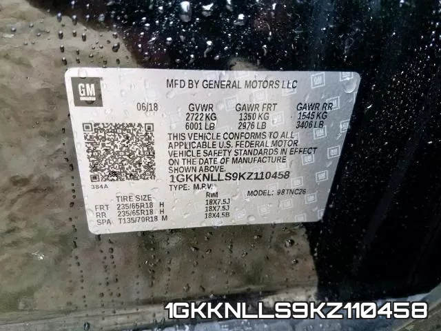 1GKKNLLS9KZ110458 фото 2