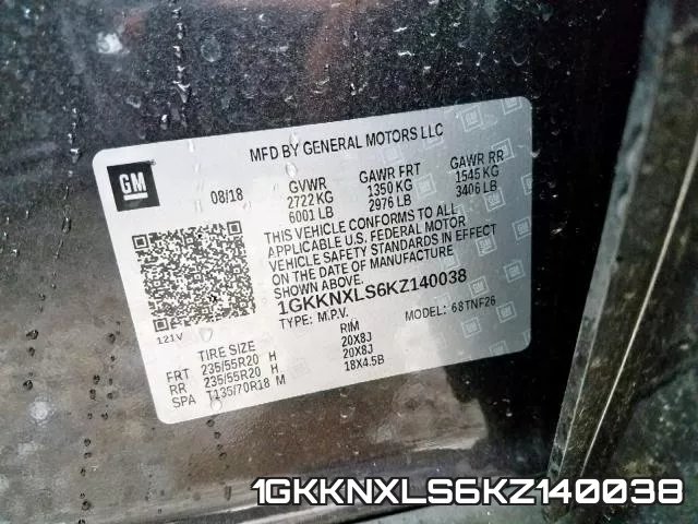 1GKKNXLS6KZ140038 фото 2