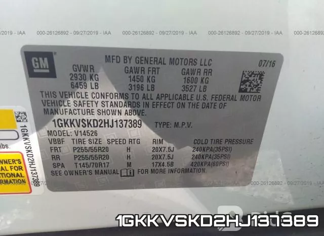 1GKKVSKD2HJ137389 фото 10