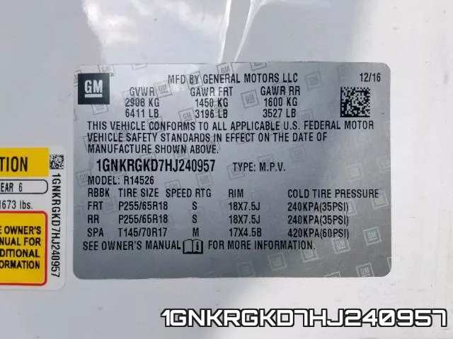 1GNKRGKD7HJ240957 фото 2