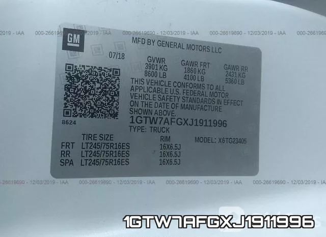 1GTW7AFGXJ1911996 фото 10
