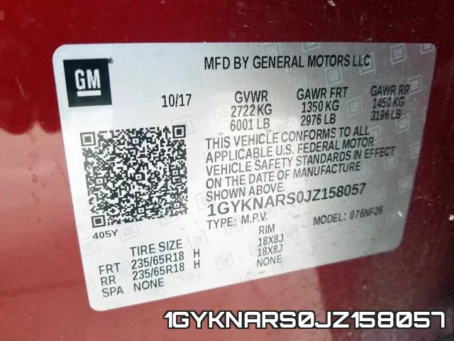 1GYKNARS0JZ158057 фото 2