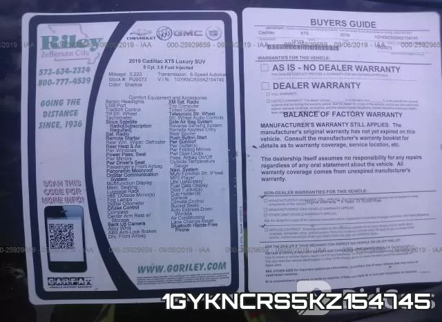 1GYKNCRS5KZ154745 фото 9