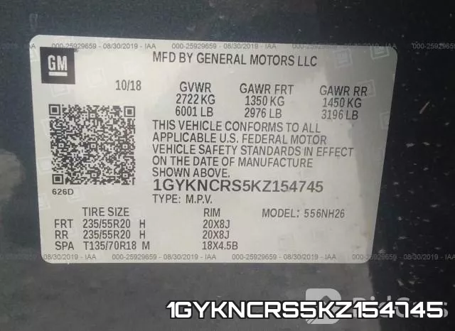 1GYKNCRS5KZ154745 фото 10