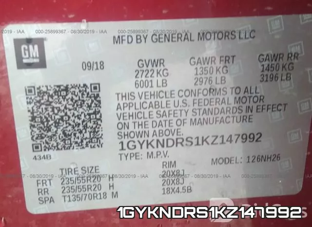 1GYKNDRS1KZ147992 фото 10