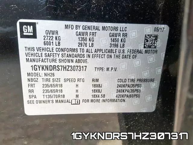 1GYKNDRS7HZ307317 фото 2