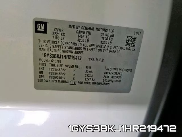 1GYS3BKJ1HR219472 фото 2