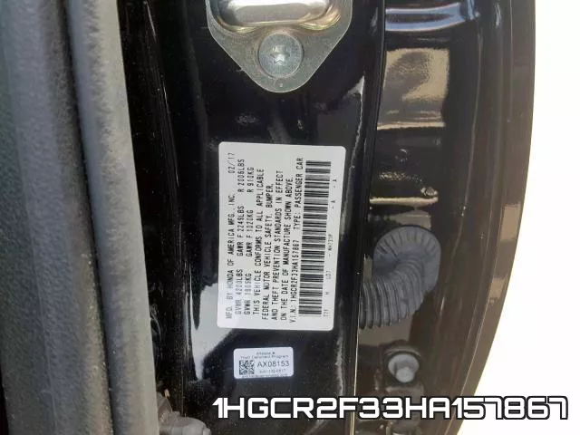 1HGCR2F33HA157867 фото 2
