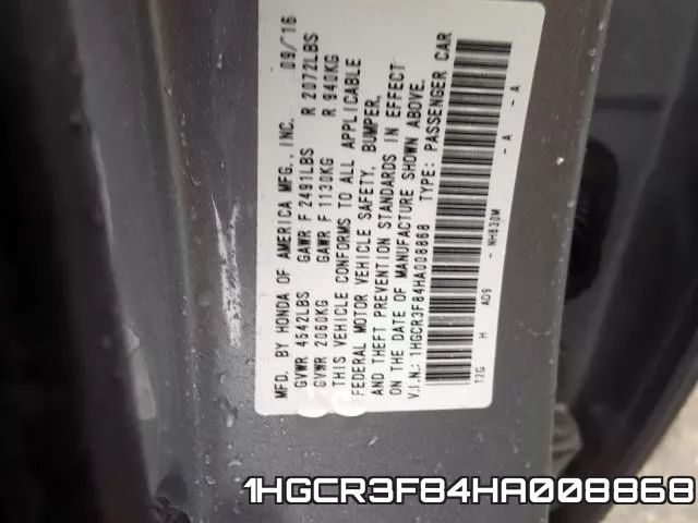 1HGCR3F84HA008868 фото 2