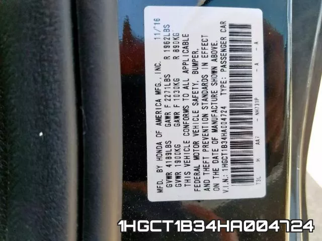 1HGCT1B34HA004724 фото 2