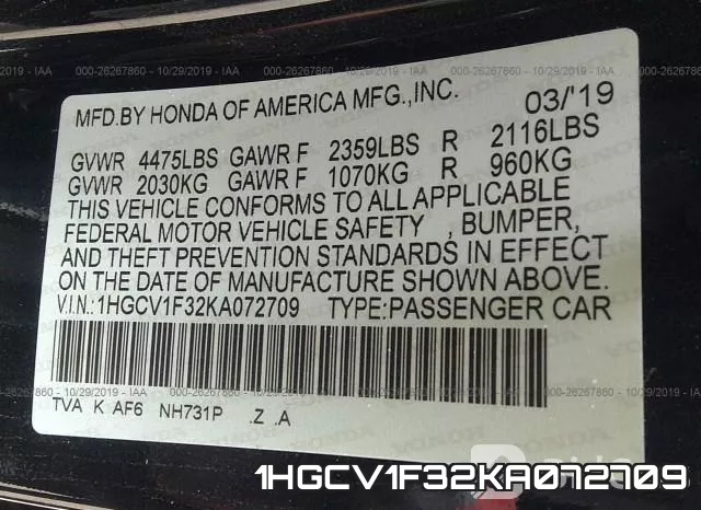 1HGCV1F32KA072709 фото 10