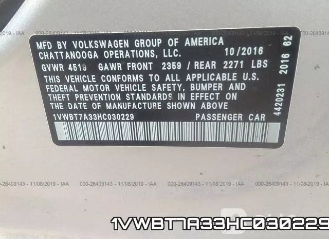 1VWBT7A33HC030229 фото 10