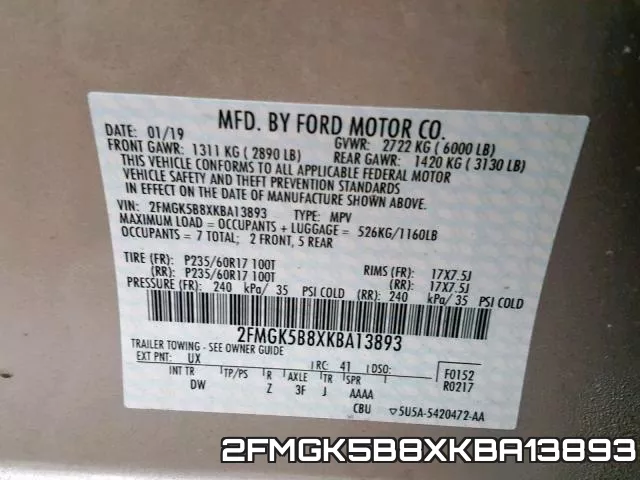 2FMGK5B8XKBA13893 фото 2
