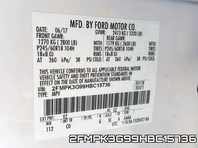 2FMPK3G99HBC15736 фото 2