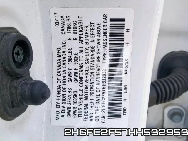 2HGFC2F57HH532953 фото 2