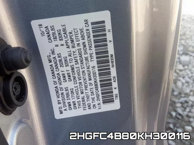 2HGFC4B80KH300116 фото 2