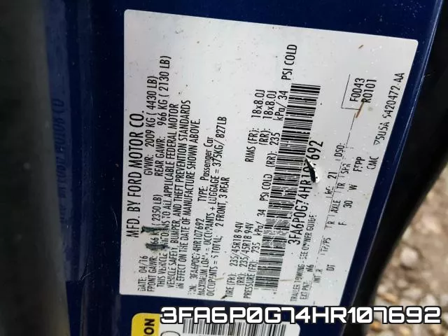 3FA6P0G74HR107692 фото 2