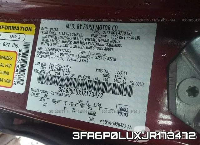 3FA6P0LUXJR173472 фото 9