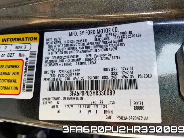 3FA6P0PU2HR330089 фото 2